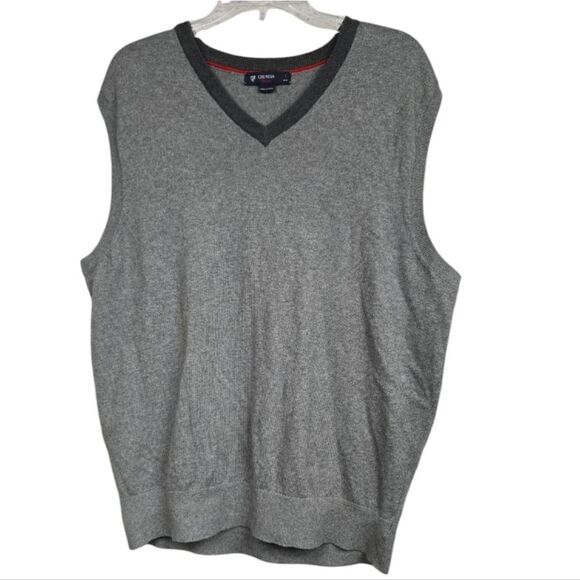 Men Cremieux Sweater Vest V-Neck Soft Cashmere Blend Gray Heather Preppy Classic - Picture 8 of 9